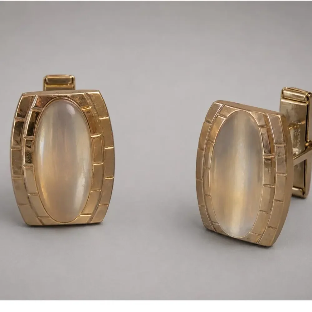 Vintage 60s Silver-tone Engravable Cufflinks Cuff Links Mid-century Mens cl-